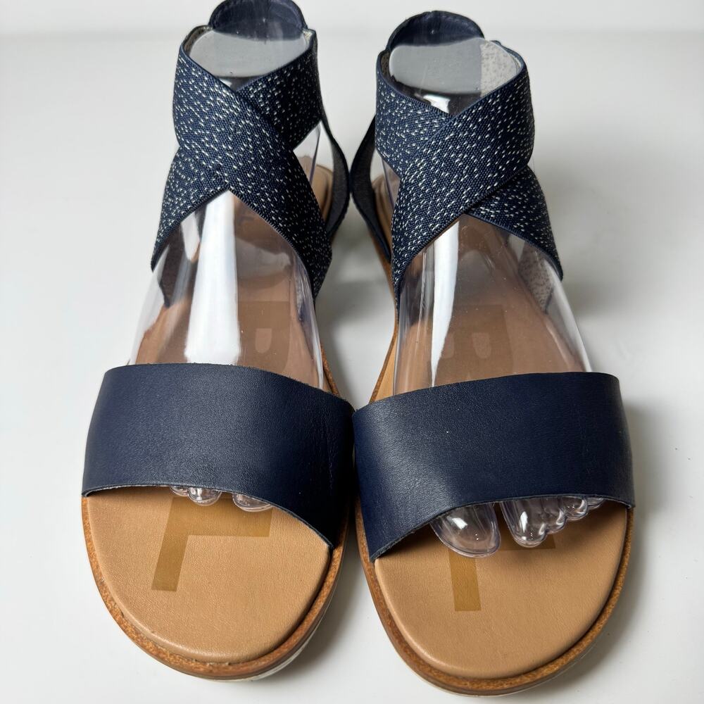 Sorel Women’s Navy Leather Ankle Strap Flat Sandal BeachCasual Summer Size 9.5 - Picture 2 of 7